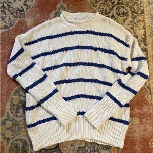 La Ligne Marin Crewneck Sweater - Cream and Blue Stripes